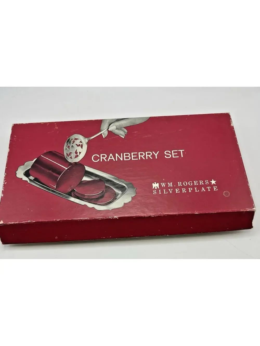 WM. Rogers Silverplate Ocean Spray VTG Cranberry Set Spoon & Plate Original Box